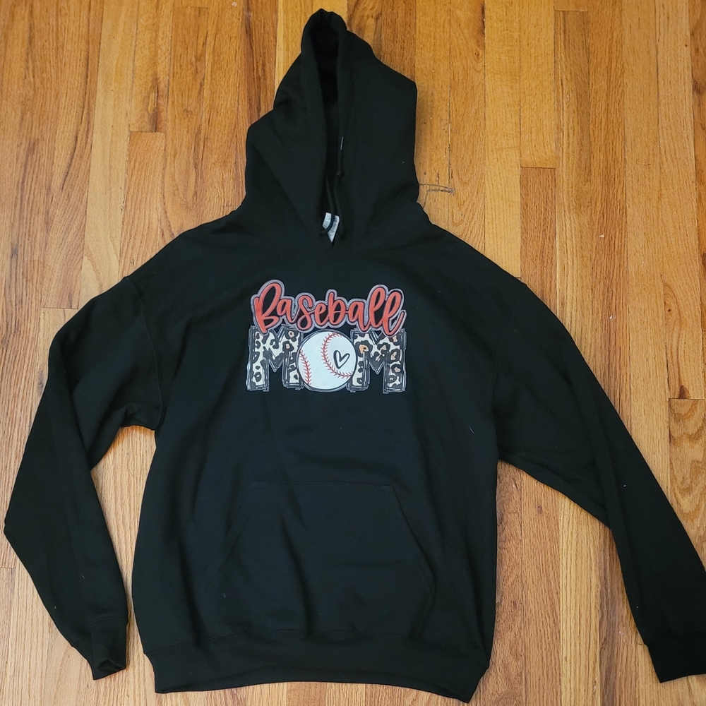 Gildan Black Hoodie with Red Baseball Graphic